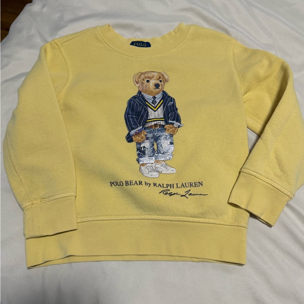 Polo by Ralph Lauren Yellow Bear Graphic Top mint sz 4t